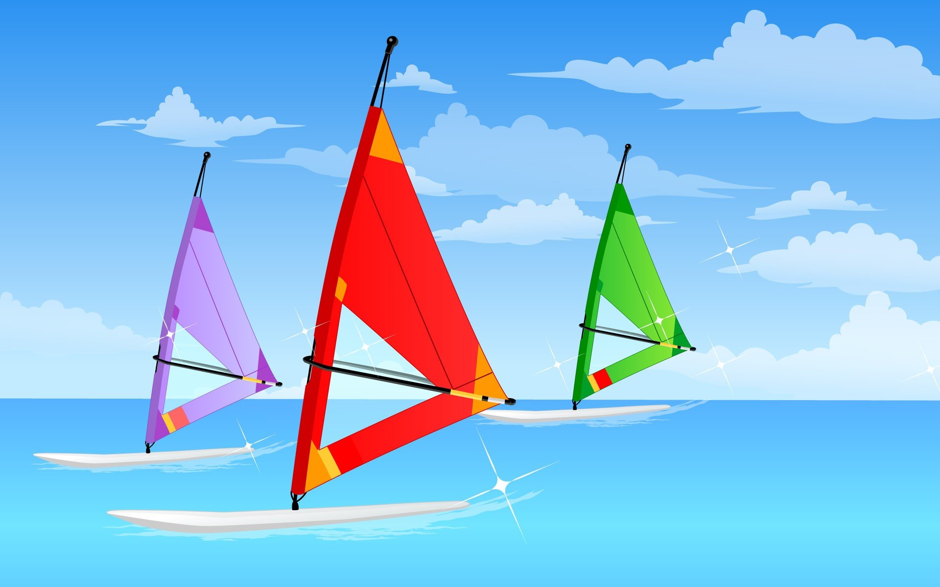 ocean, Vectors, Windsurfing Wallpaper