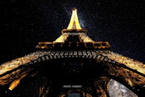 eiffel, Tower, Paris, Lights, Tower, Stars, France, Photo, Manipulation, Deep, Space