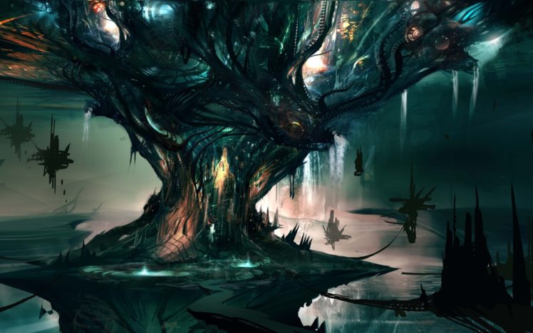 fantasy, Art, Sci, Fi, Landscapes, Magic, Trees, House, Islands, Dream HD Wallpaper Desktop Background