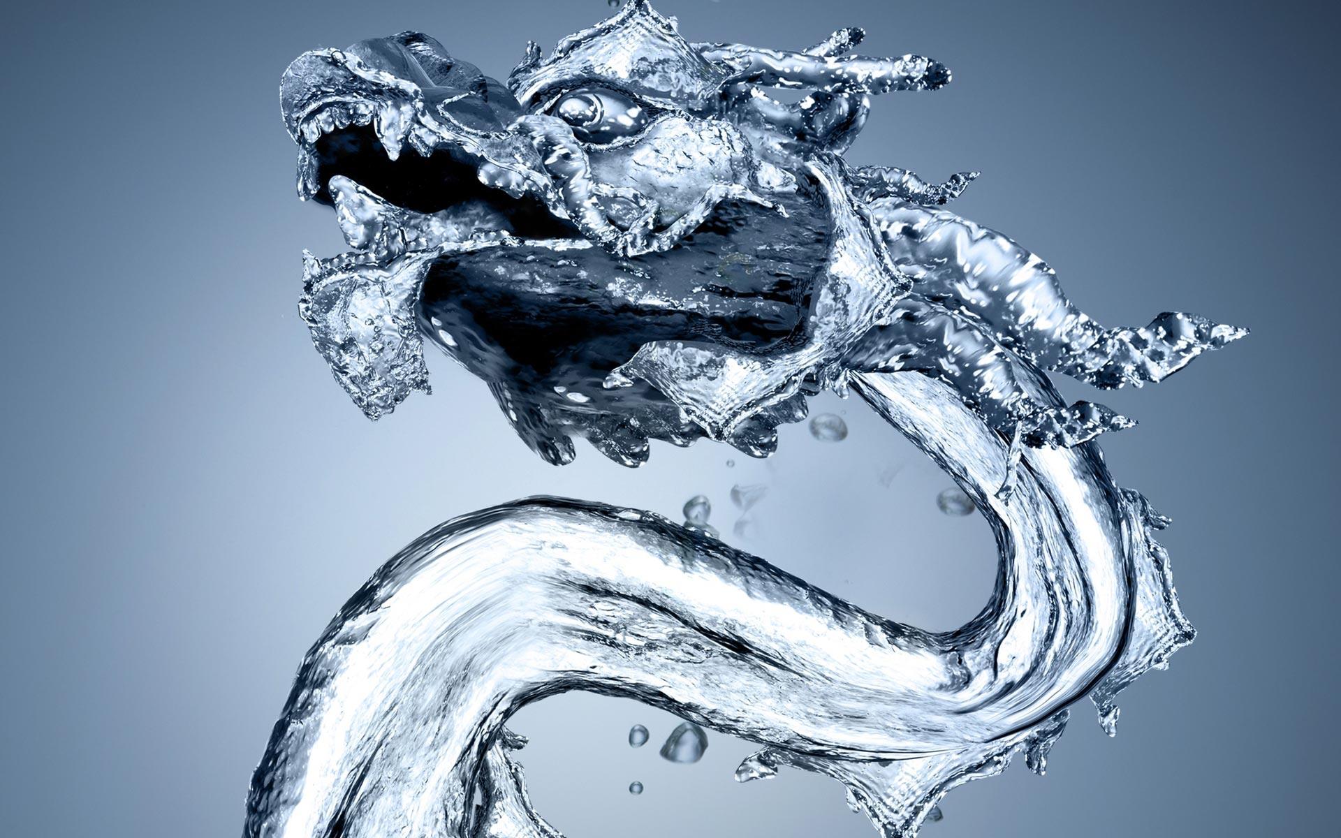 cg, Digital, Art, Fantasy, Asian, Oriental, Dragon, Water, Drops, Sculpture, Ice Wallpaper