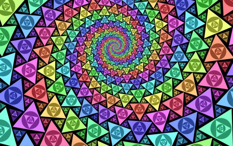 spiral, Psychedelic, Rainbows, Trippy, Colors, Triangles HD Wallpaper Desktop Background