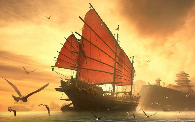 ships, Fantasy, Art, Sea HD Wallpaper Desktop Background