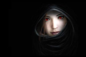 women, Dark, Mouth, Red, Eyes, Artwork, Noses, Hooded, Witches, Black, Background, 2560x1600, Wallpaper, Abstract, Arts, Hd