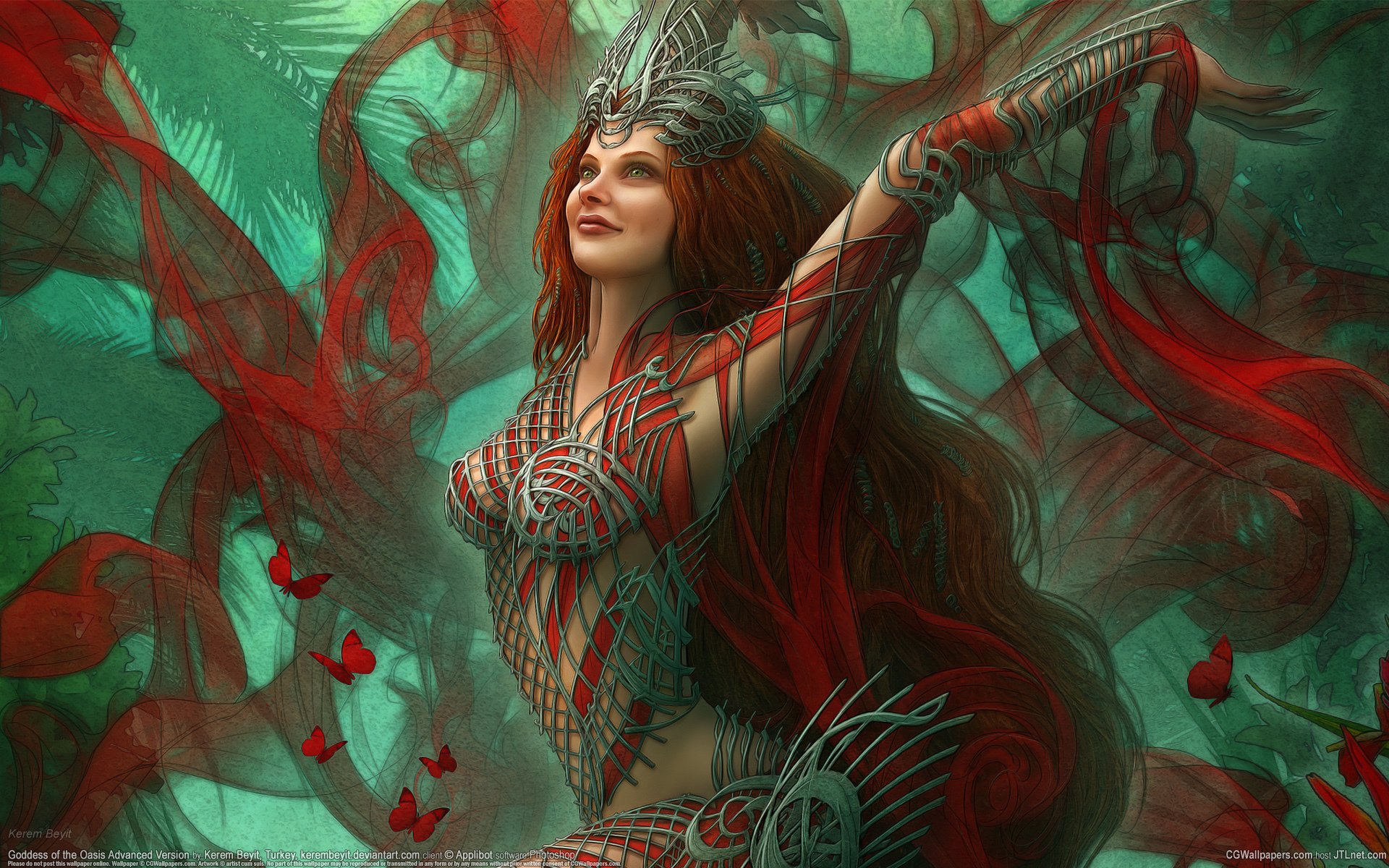 magic, Butterflies, Redhead, Girl, Fantasy, Girls, Butterfly Wallpaper