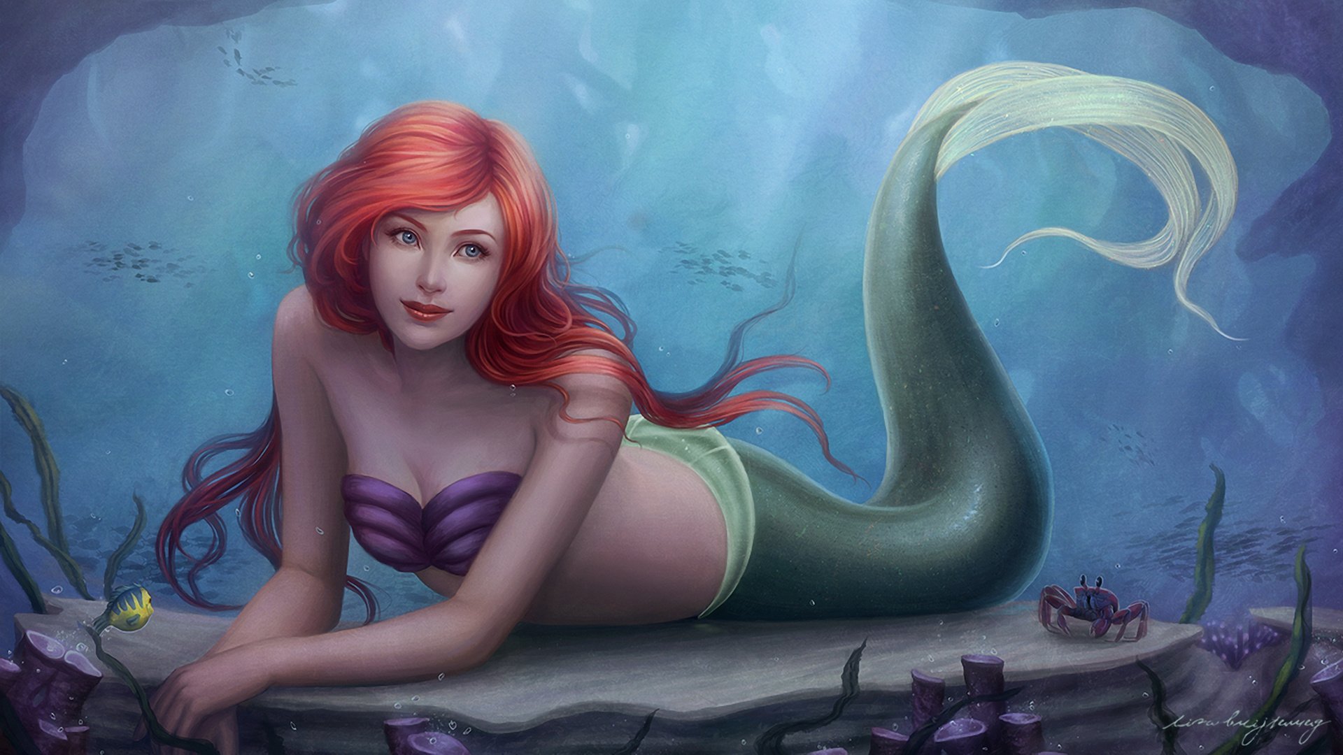 zolaida, Mermaid, Ariel, Girl, Art, Disney Wallpaper