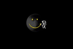 smiley, Face, Spaceman, Black, Background, 1920a