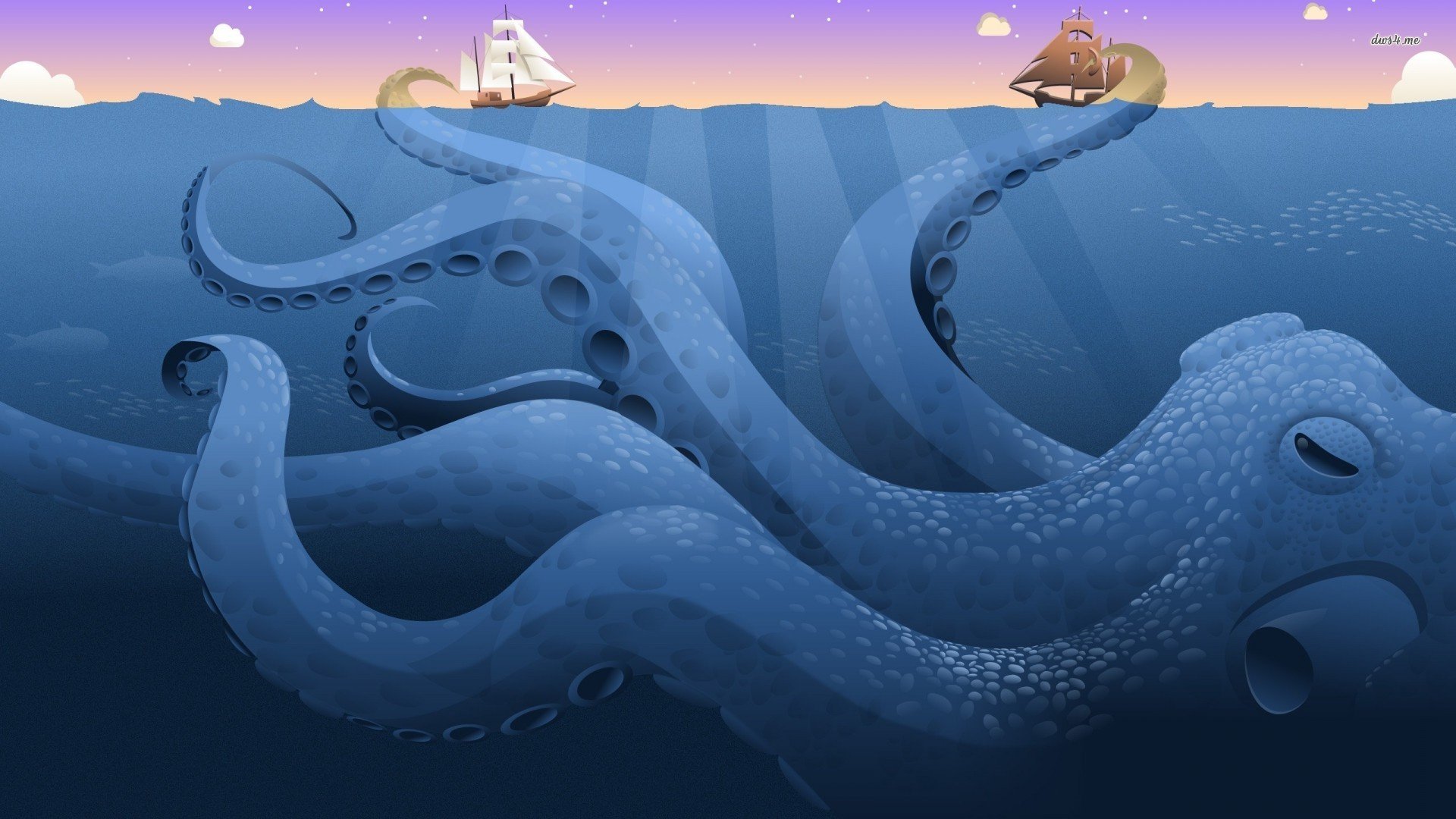 octopus, Sealife, Underwater, Ocean, Sea, Art, Artwork Wallpaper
