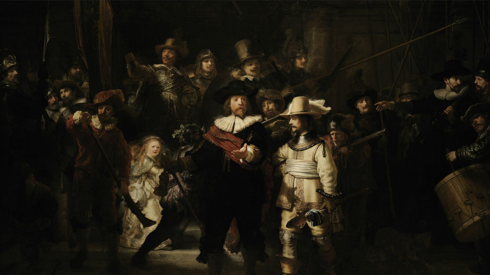 the, Night, Watch, Rembrandt, Painting Wallpaper