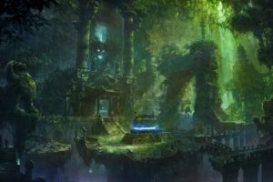 fantasy, Forest, Ruins, Buildings, Jungles