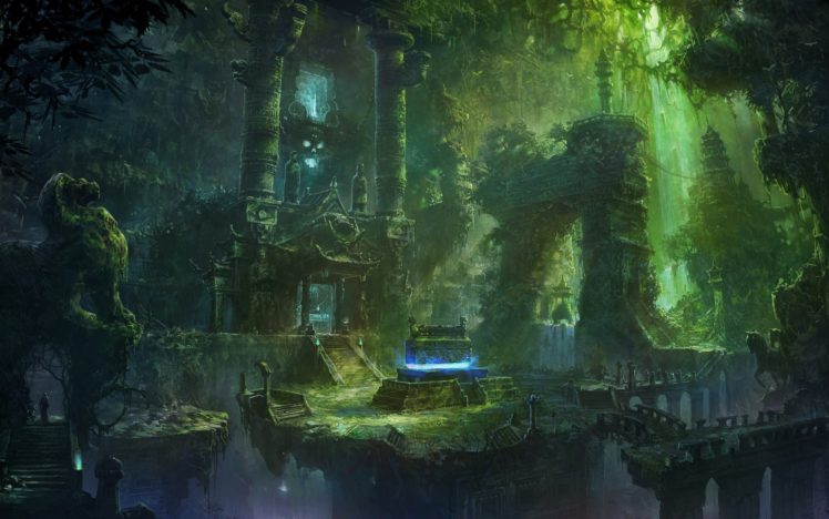 fantasy, Forest, Ruins, Buildings, Jungles HD Wallpaper Desktop Background