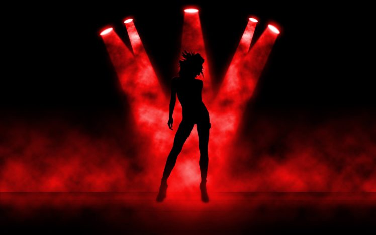 abstract, Art, Girl, Stripper, Light, Red HD Wallpaper Desktop Background