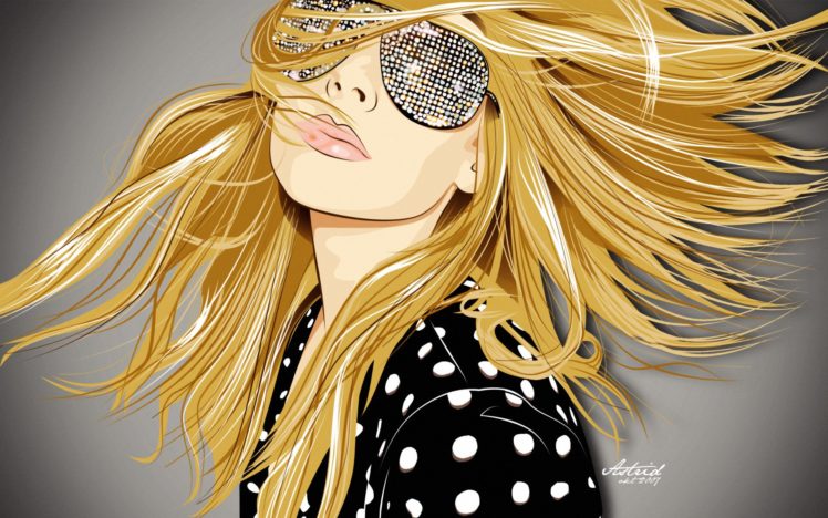 face, Graphics, Wallpaper, Girl, Art, Style, Glasses, Vector, Hair, Blonde HD Wallpaper Desktop Background