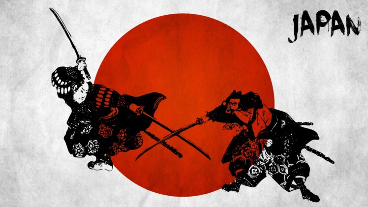 samurai, Japan, Weapons, Swords, Flags, Red, Battle, Fantasy, Warriors, Katana HD Wallpaper Desktop Background