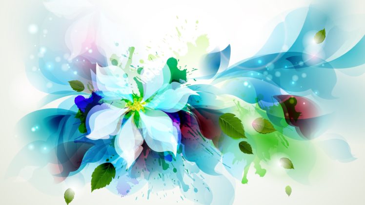 design, Flower, Color, Blue, White, Red HD Wallpaper Desktop Background