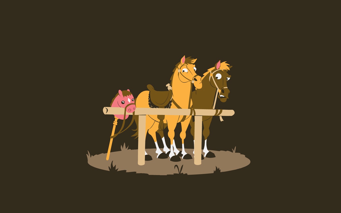 minimalistic, Funny, Horses, Post, Brown, Background Wallpaper