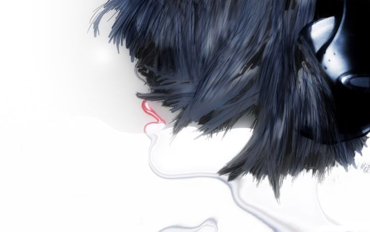 figure, Girl, Head, Hair, Headphones, Mouth HD Wallpaper Desktop Background