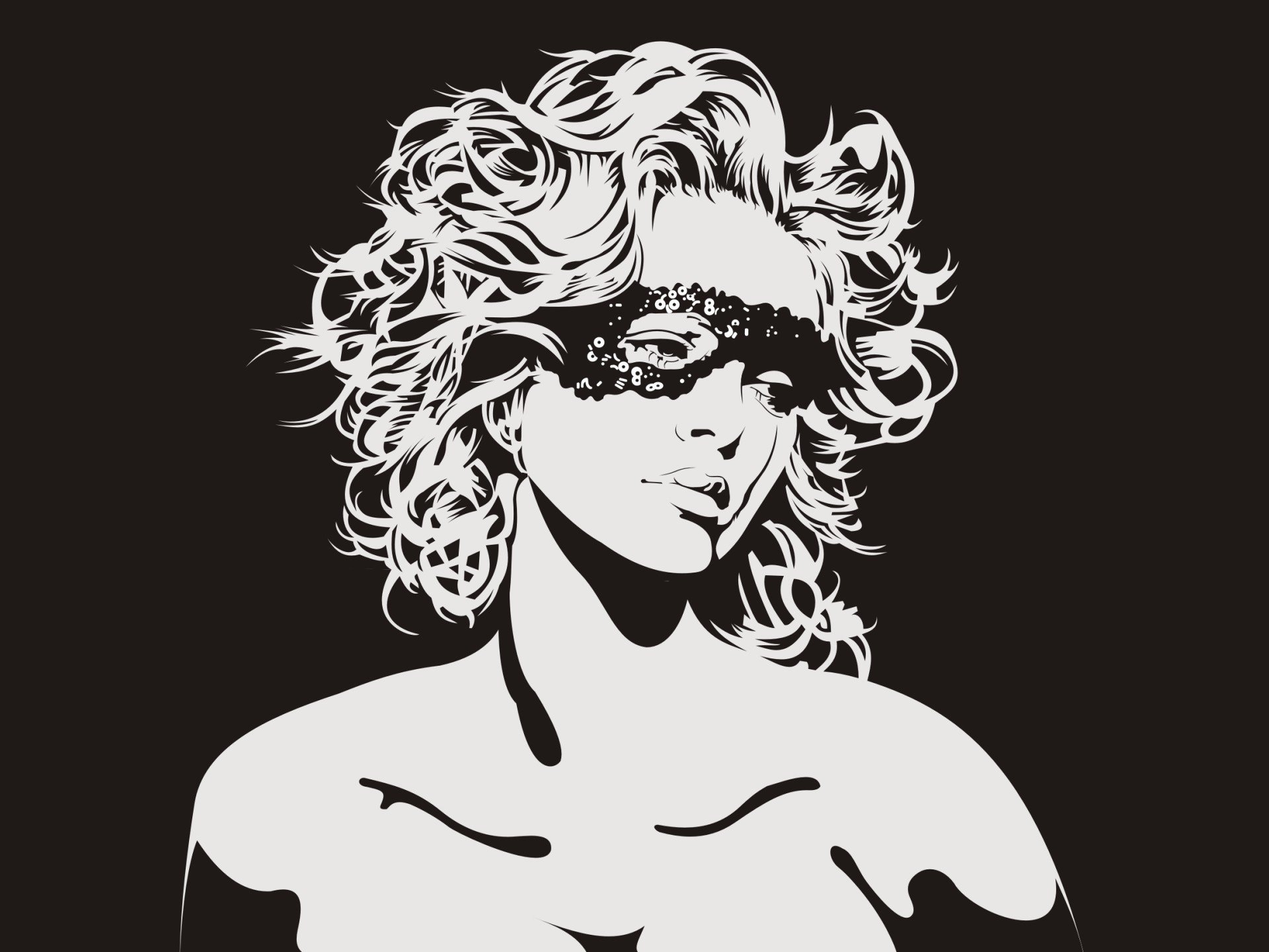 girl, Mask, Vector Wallpaper