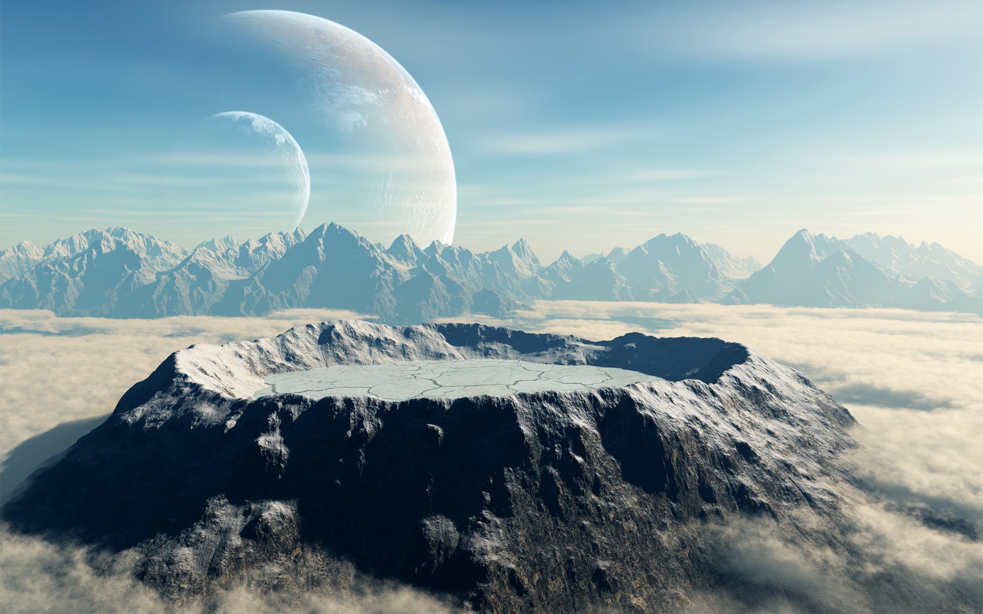 surface, Of, Planet, Space, Landscape, Sci fi, Crater, Mountains Wallpaper