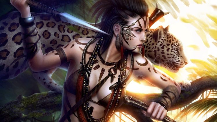 warrior, Amazon, Spear, Girl, Woman, Fantasy HD Wallpaper Desktop Background