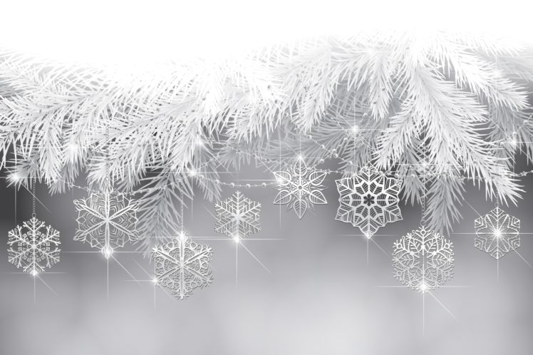 new, Year, Holiday, Snowflakes, Tree, Branches HD Wallpaper Desktop Background