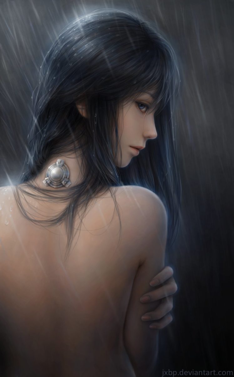 rain, Fantasy, Girl, Long, Hair, Face, Blue, Eyes HD Wallpaper Desktop Background