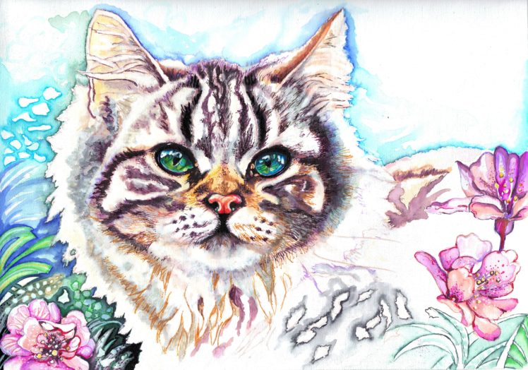 cats, Painting, Art, Snout, Glance, Animals, Artwork HD Wallpaper Desktop Background