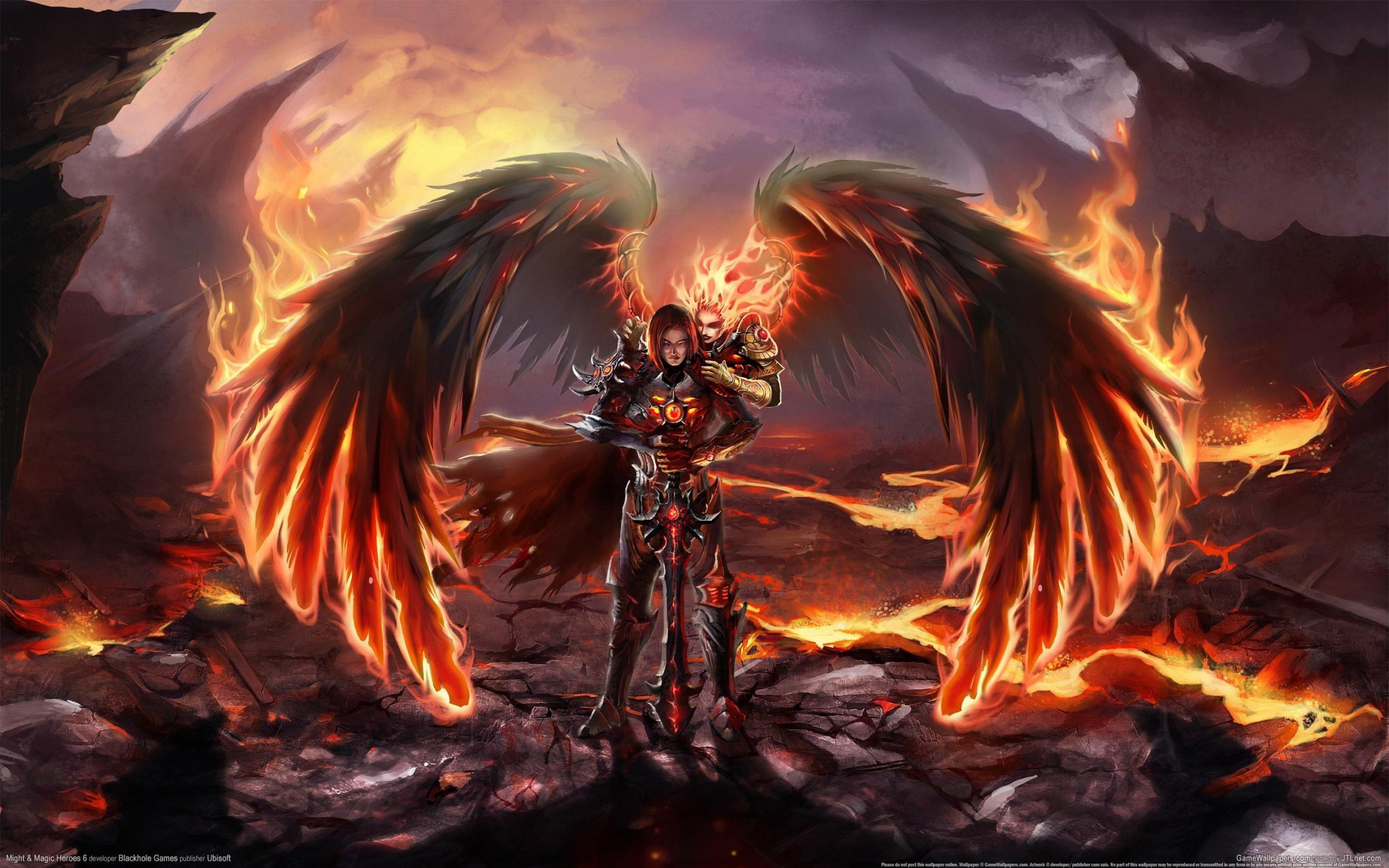 heroes, Might, Magic, Strategy, Fantasy, Fighting, Adventure, Action, Online, 1hmm, Warrior, Fire, Demon, Angel Wallpaper