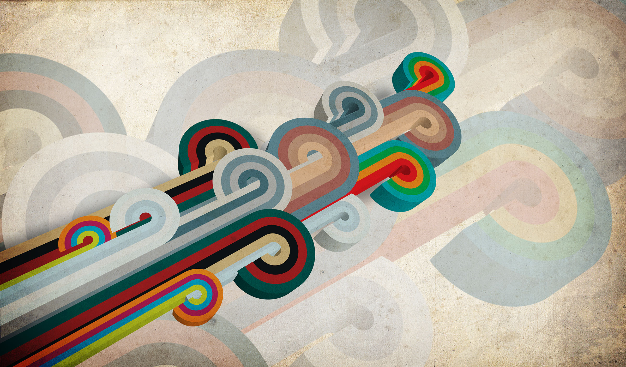 coloured, Striped Wallpaper