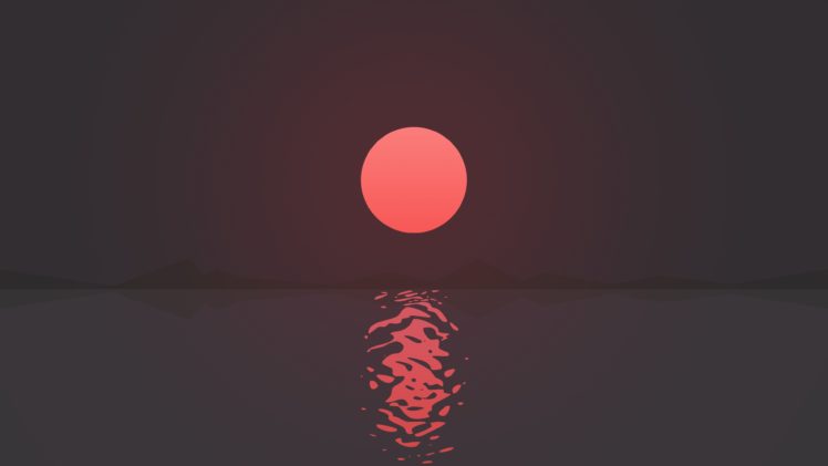 Sun, Minimalism, Mountains, Reflection, Sea HD Wallpaper Desktop Background
