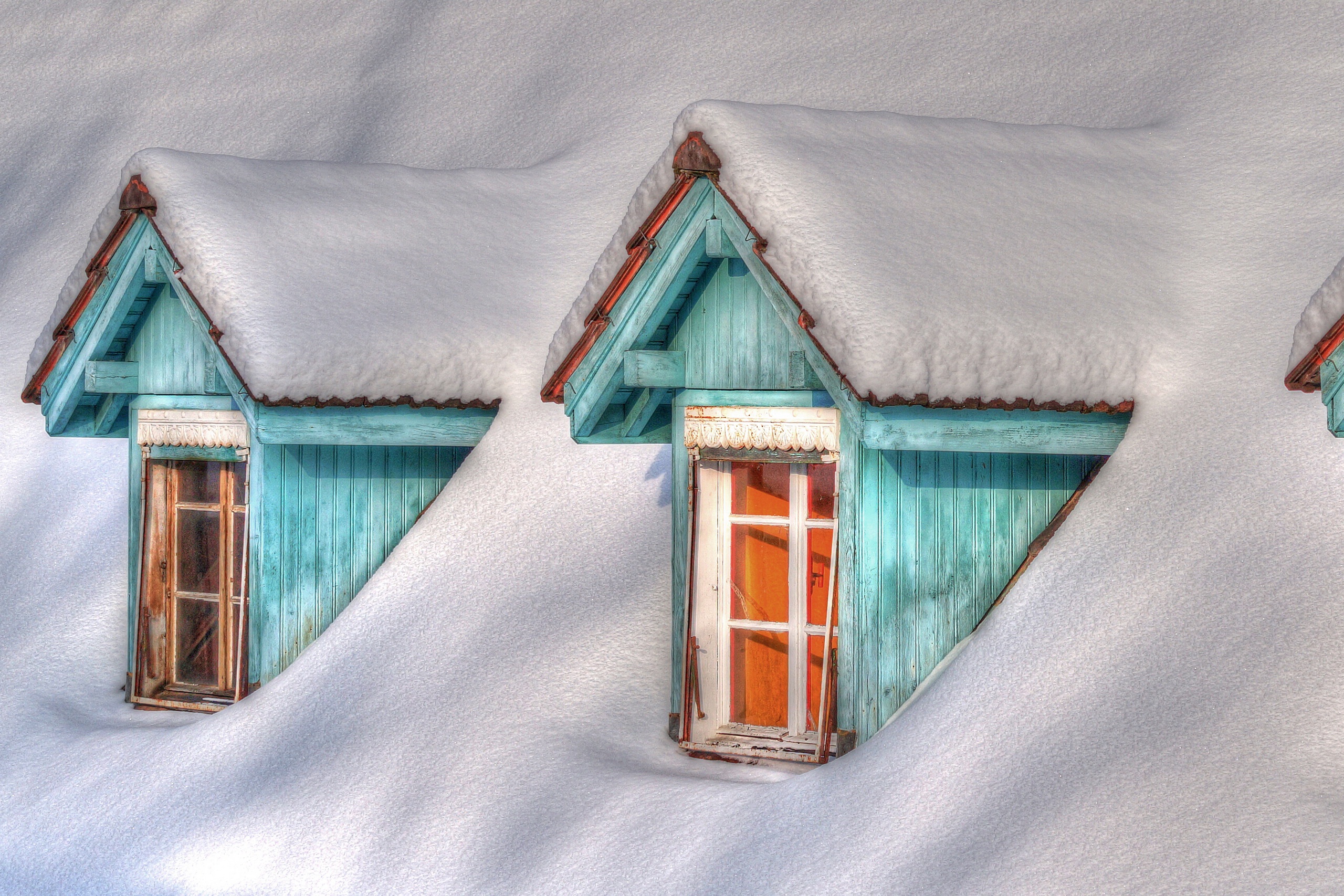 winter, Snow, House Wallpaper