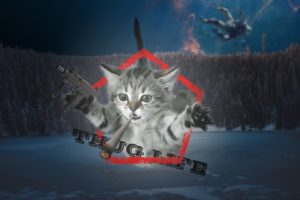gangster, Astronaut, Ps, Thug life, Cat, Forest, Lake