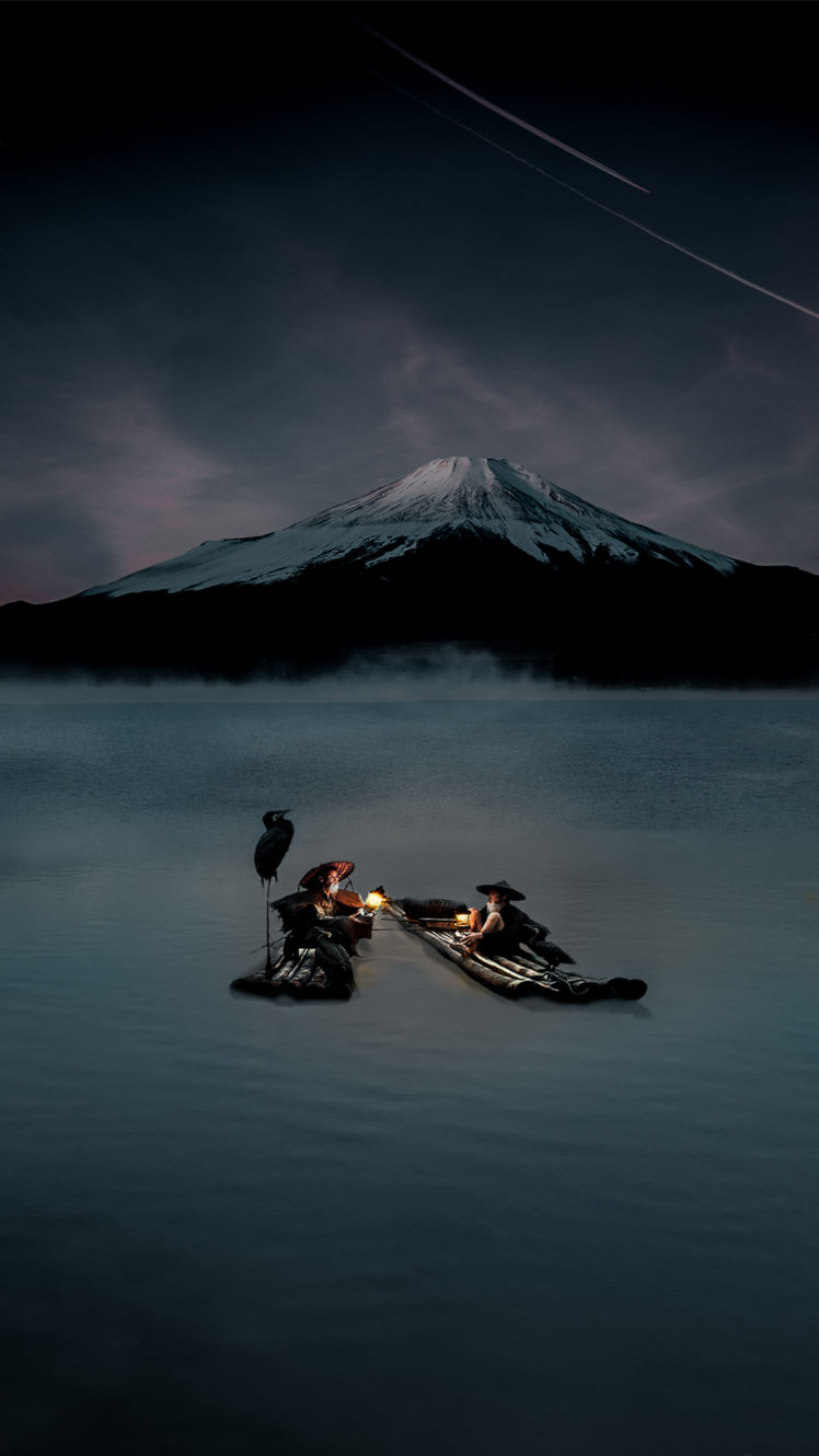 Photoshop, André Fonseca, Lake, Snowy peak, Mountains HD Wallpaper Desktop Background