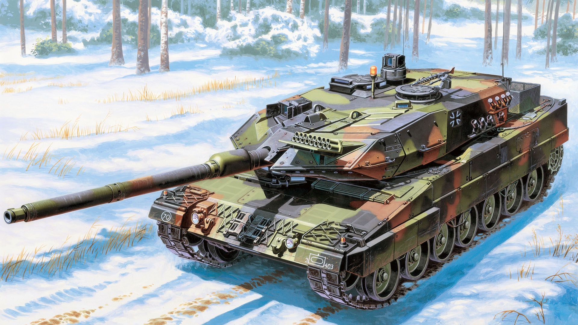 tank, Military, Artwork, Leopard 2A6, Winter Wallpaper