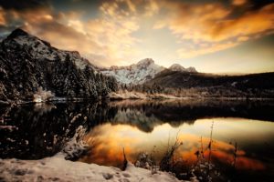 winter, Sky, Nature, Water, Reflection, Lake