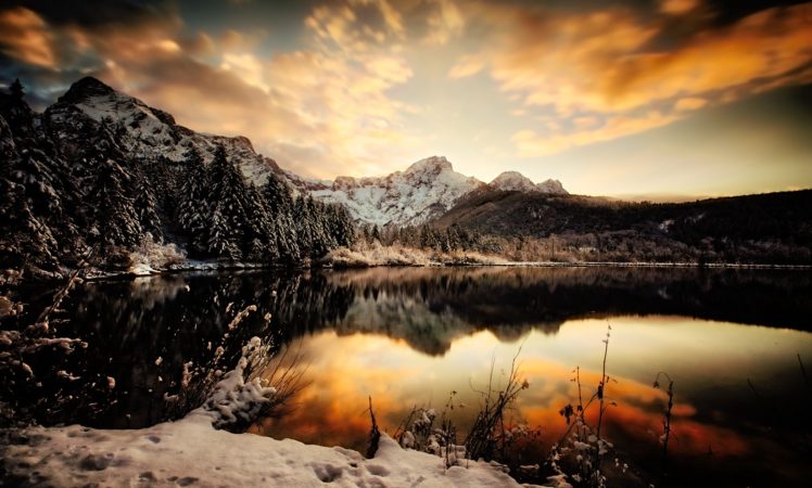 winter, Sky, Nature, Water, Reflection, Lake HD Wallpaper Desktop Background