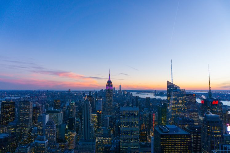 city, Skycrapers, Lights, New York City HD Wallpaper Desktop Background