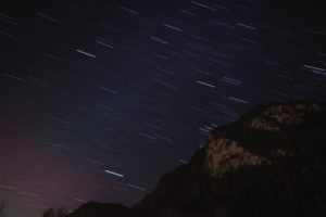 mountains, Night, Landscape, Forest, Starry night, Nature, Stars, Long exposure