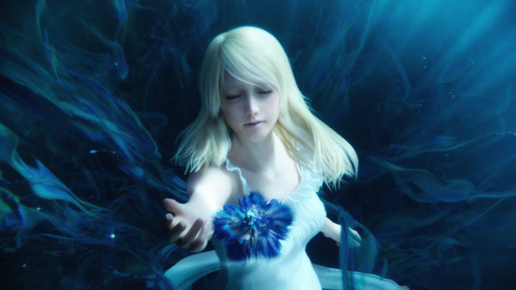 Final Fantasy XV, Lunafreya Nox Fleuret, Luna, Blue flowers, Final Fantasy HD Wallpaper Desktop Background