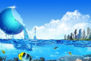 vector, Fish, Blue, Clouds, Sky, City