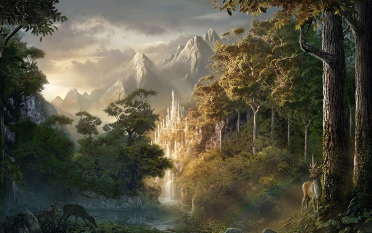 fantasy, Tree, Forest, Ice, Castle HD Wallpaper Desktop Background