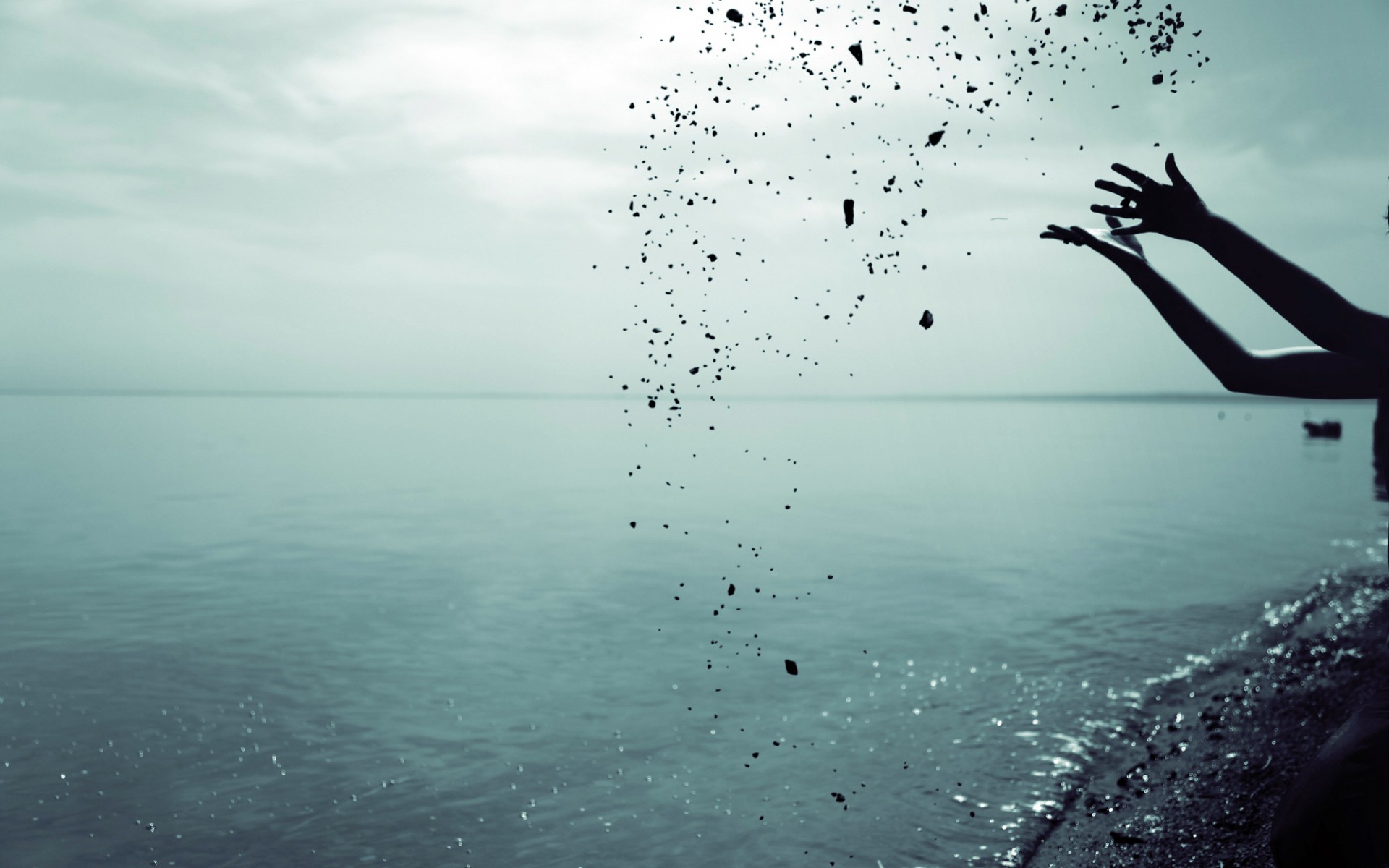 coast, Sea, Stones, Pebbles, Hands, Mood, Women, Ocean, Bokeh Wallpaper