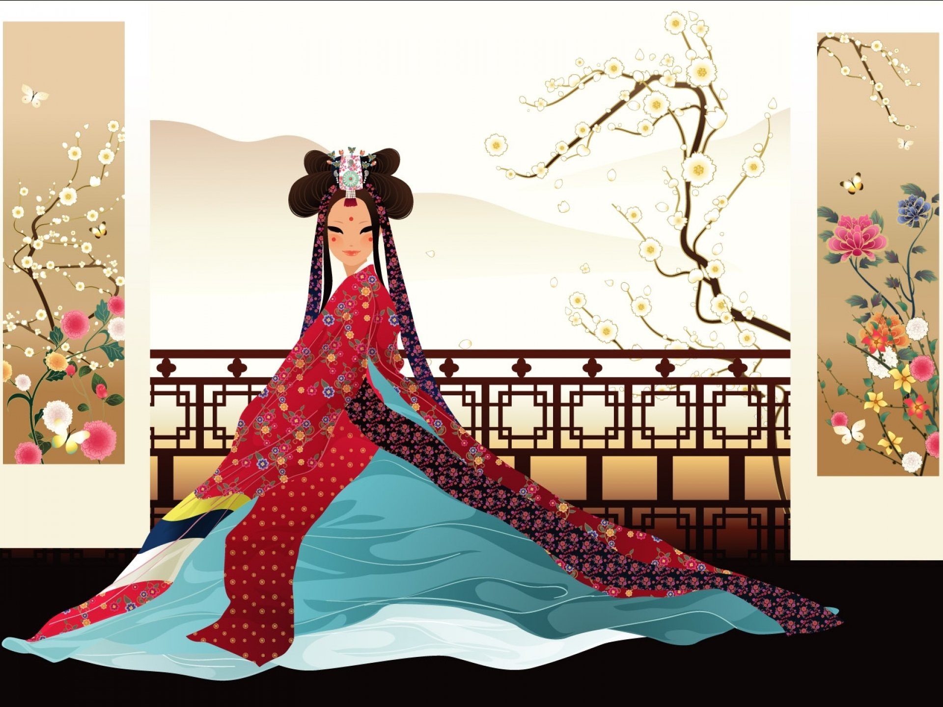 artistic, Art, Artwork, Women, Female, Girls, Girl, Woman, Asian, Oriental, Korean, Korea, Vector Wallpaper