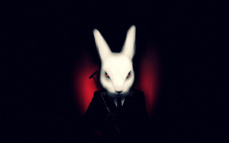art, Misfits, Black, Background, Rabbit, White, Suit, Vampire, Dark HD Wallpaper Desktop Background