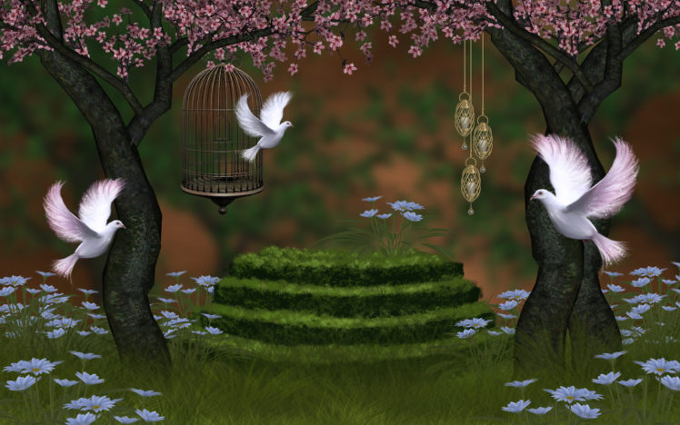 doves, 3d, Art HD Wallpaper Desktop Background