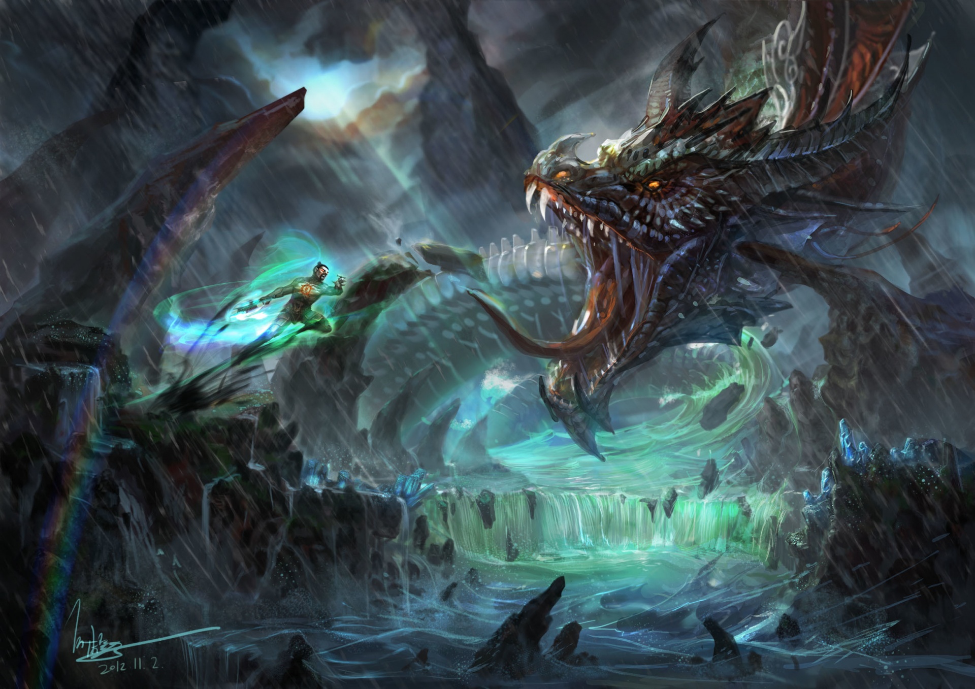 battles, Monsters, Fantasy, Dragon, Dragons, Warrior, Warriors Wallpaper