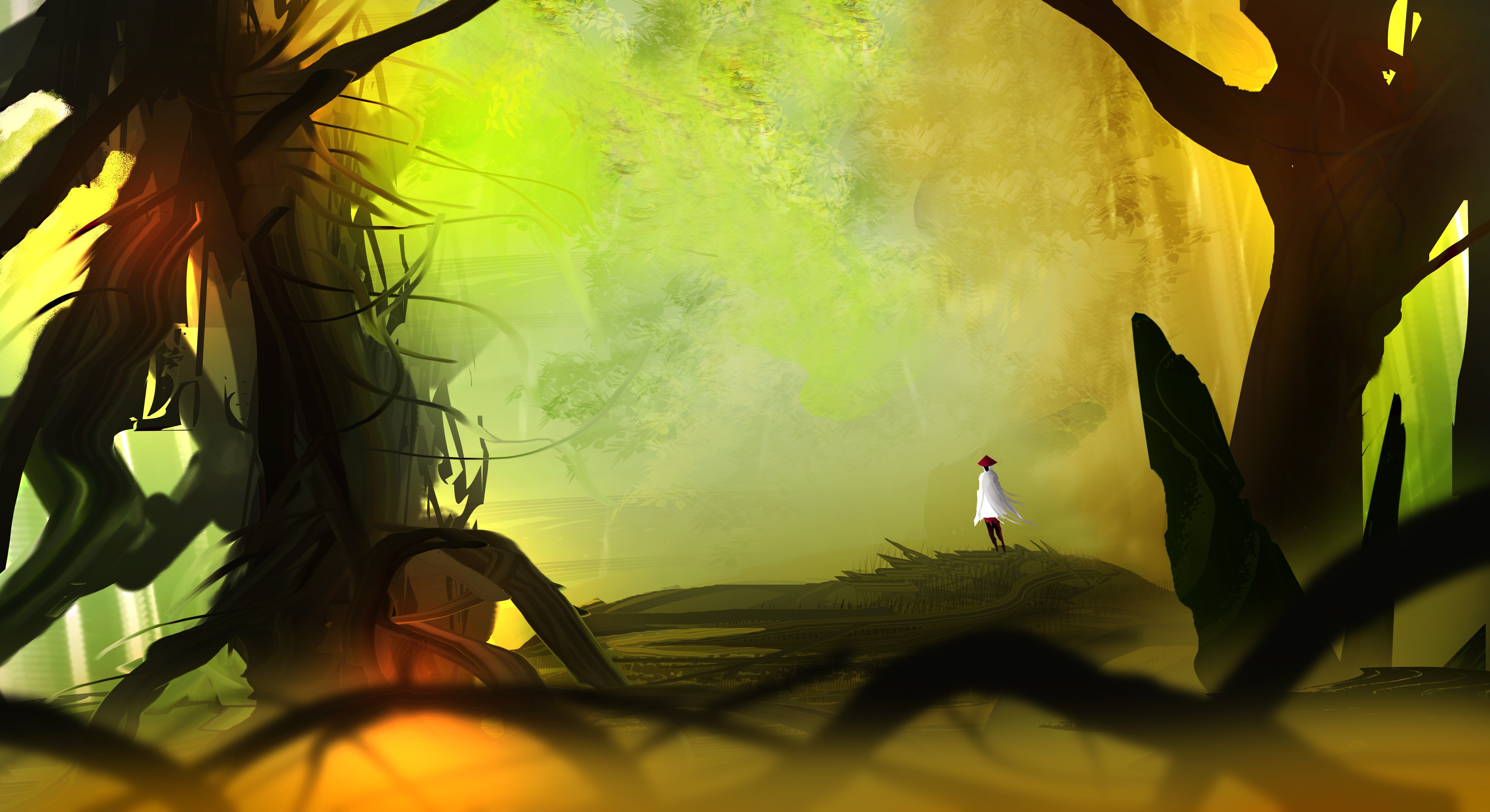 abstracto, Vector, Bosque, Mujer Wallpaper