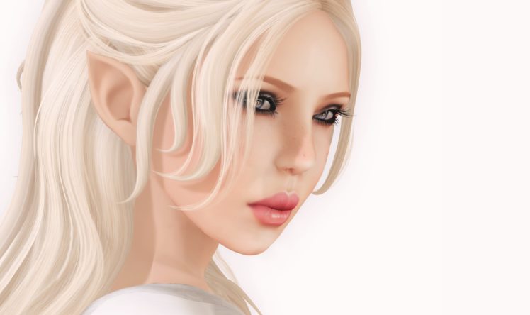 elves, Face, Blonde, Girl, 3d, Graphics, Girls, Fantasy, Elf, Girl HD Wallpaper Desktop Background