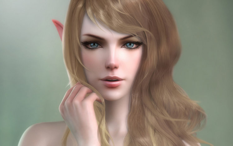 elves, Face, Hair, 3d, Graphics, Fantasy, Girls, Elf HD Wallpaper Desktop Background