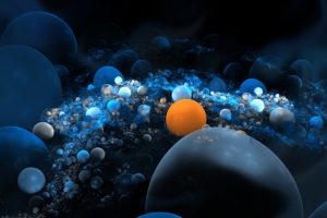 blue, Orange, Fractals, Bubbles
