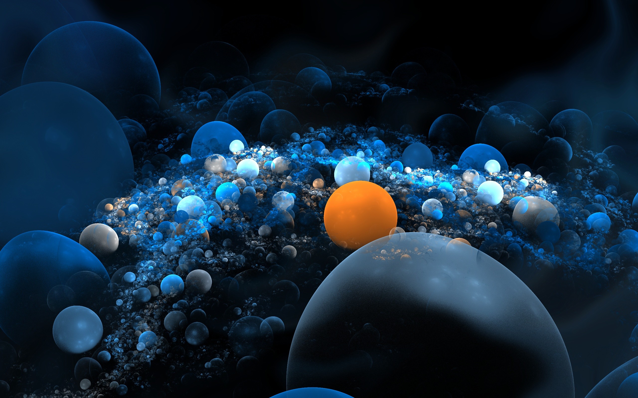 blue, Orange, Fractals, Bubbles Wallpaper